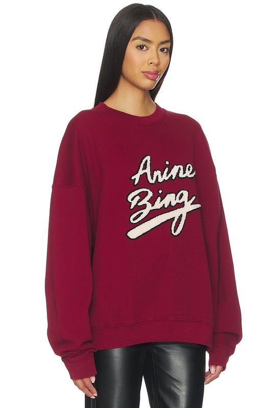 Anine Bing Miles Chenille Sweatshirt in Cabarnet