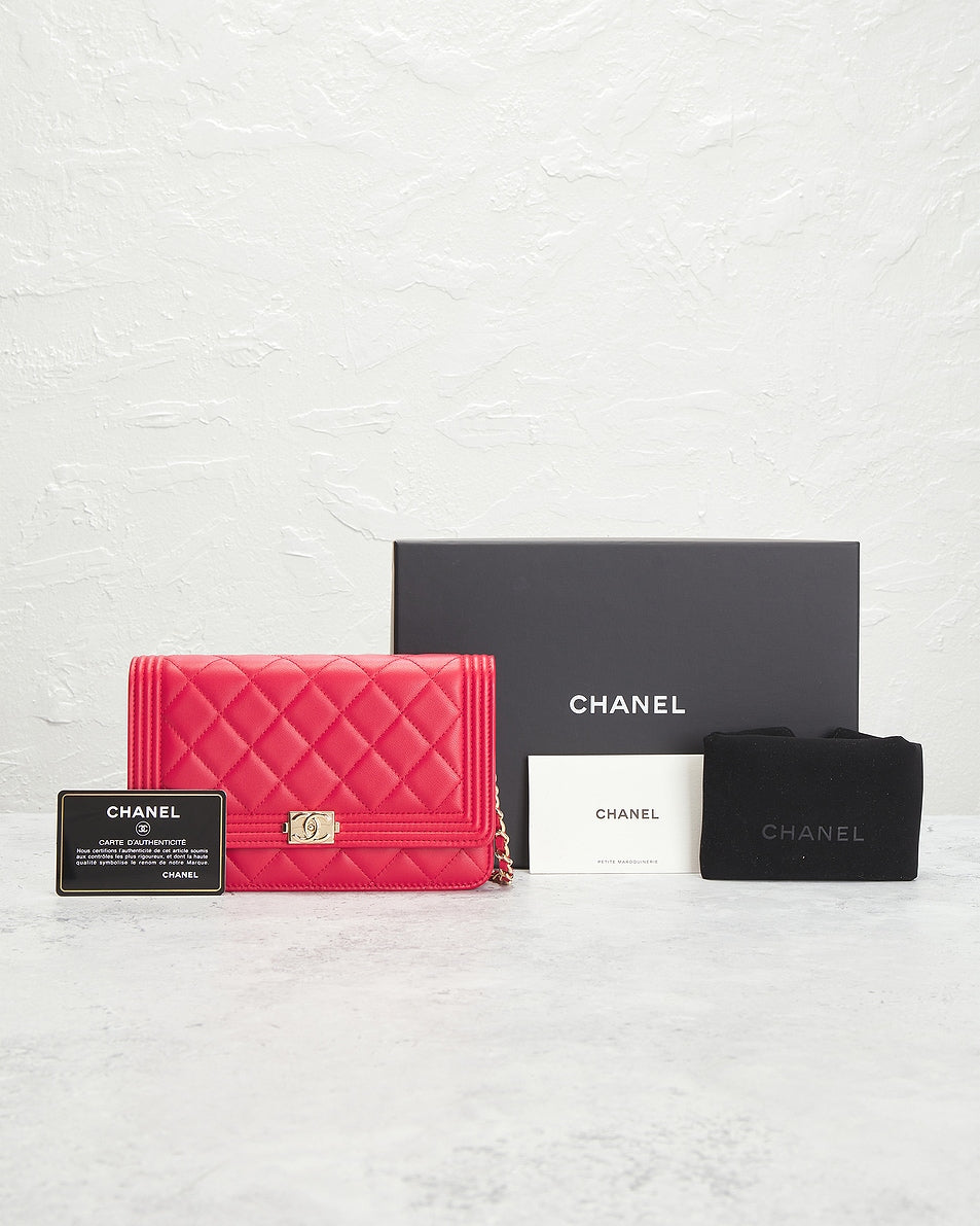 Chanel Lambskin Boy Wallet On Chain
