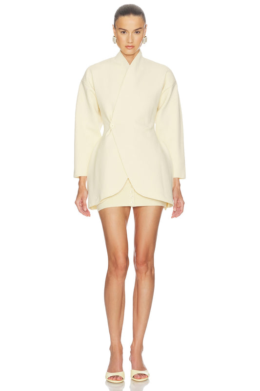 Helsa Lettie Knit Blazer Dress in Butter Yellow