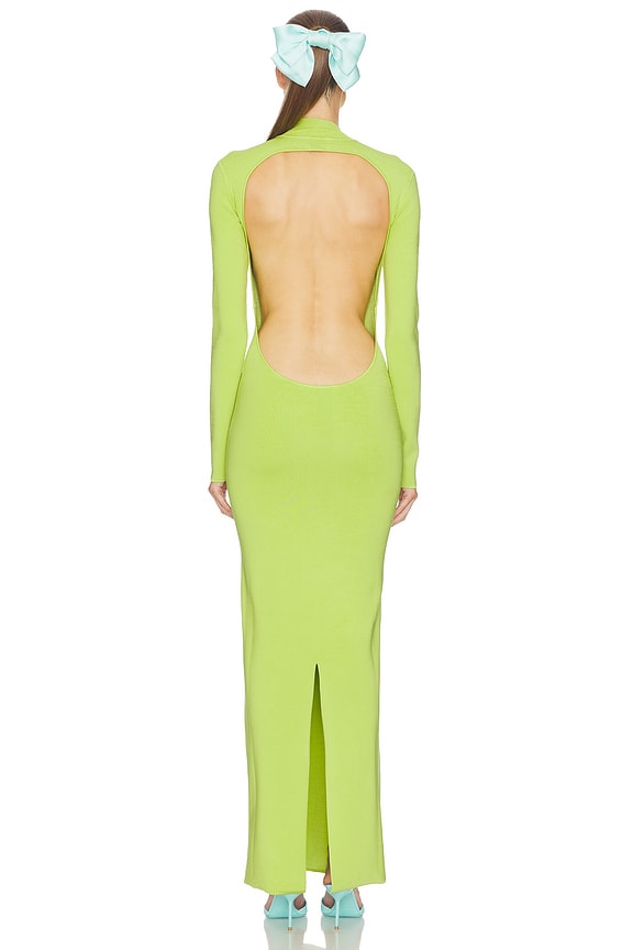 Helsa Chantria Open Back Dress in Lime