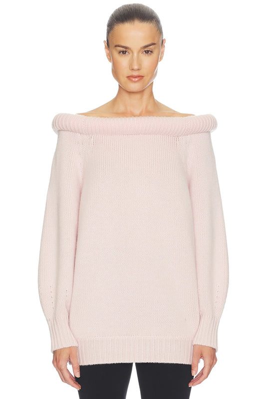 Helsa Cressidia Off Shoulder Sweater in Light Pink