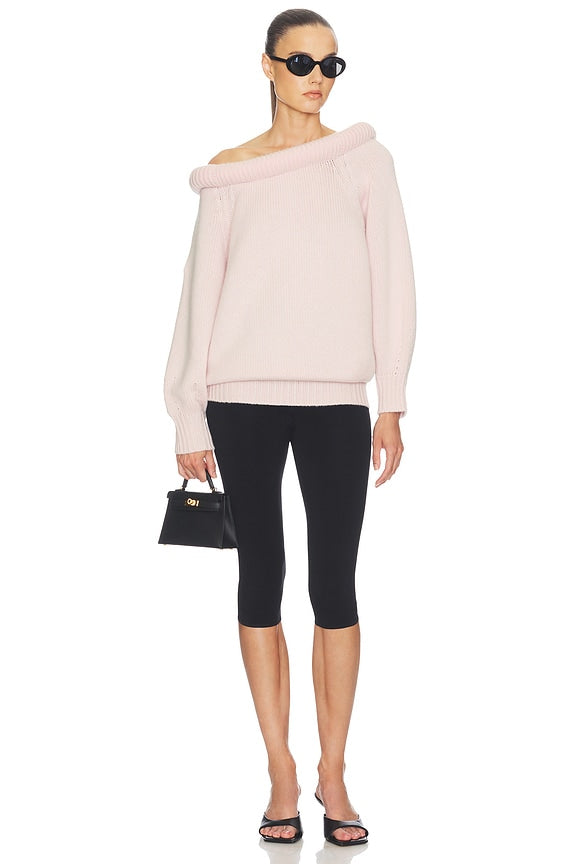 Helsa Cressidia Off Shoulder Sweater in Light Pink