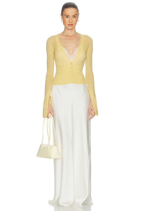Helsa Bridgitte Lace Trim Cardigan
