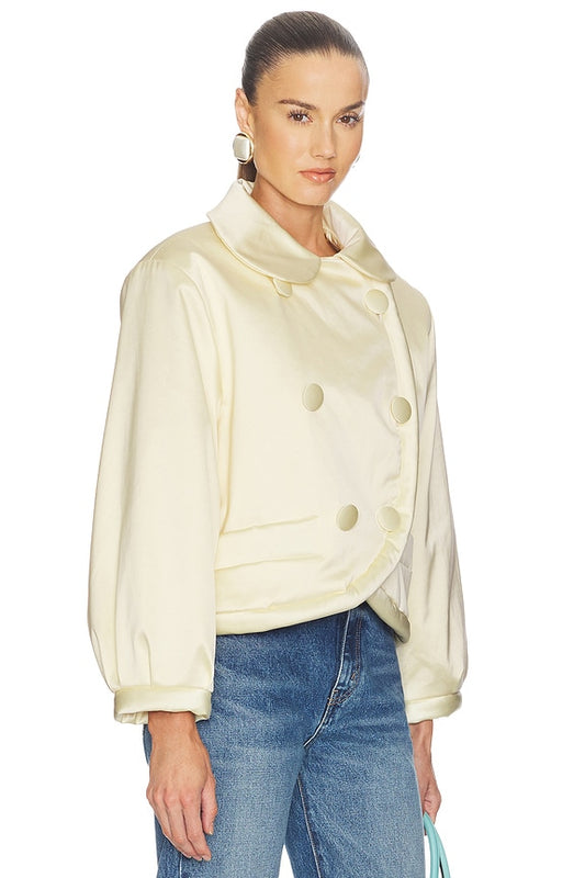 Helsa Sateen Puff Jacket in Pale Yellow