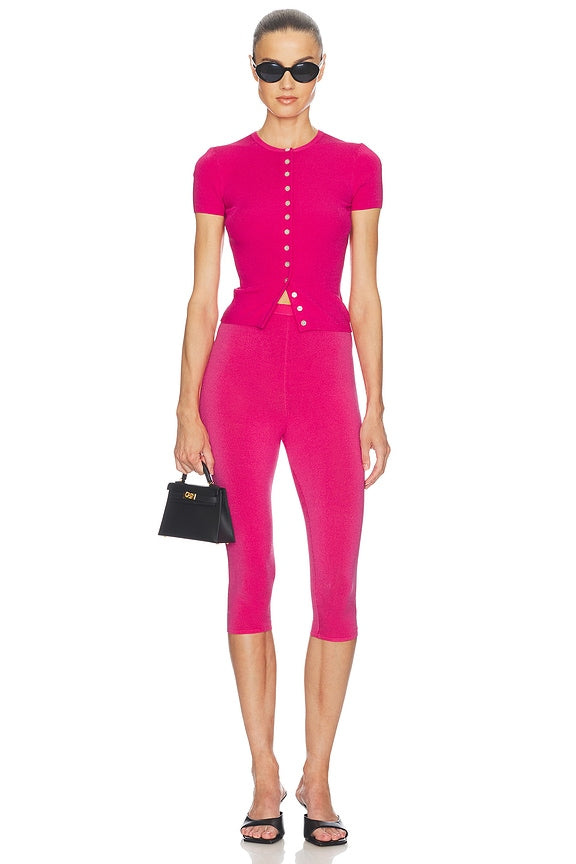 Helsa Beckette Knit Capri in Shocking Pink