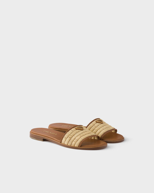 Prada Leather and crochet slides
