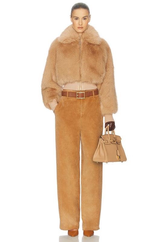 Helsa Faux Fox Bomber Jacket - Couponareus