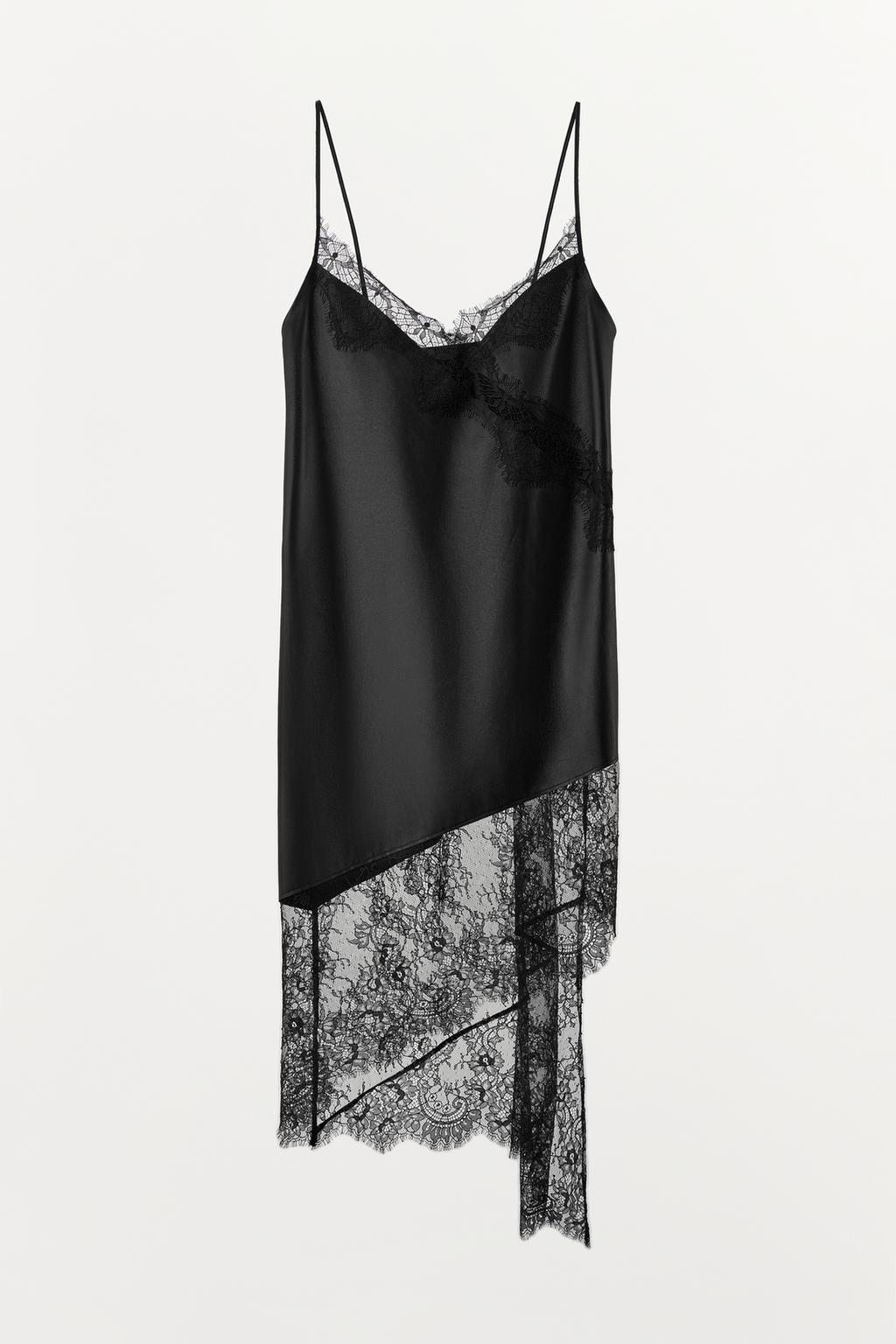 Zara Asymmetric 100% Leather Lace Dress