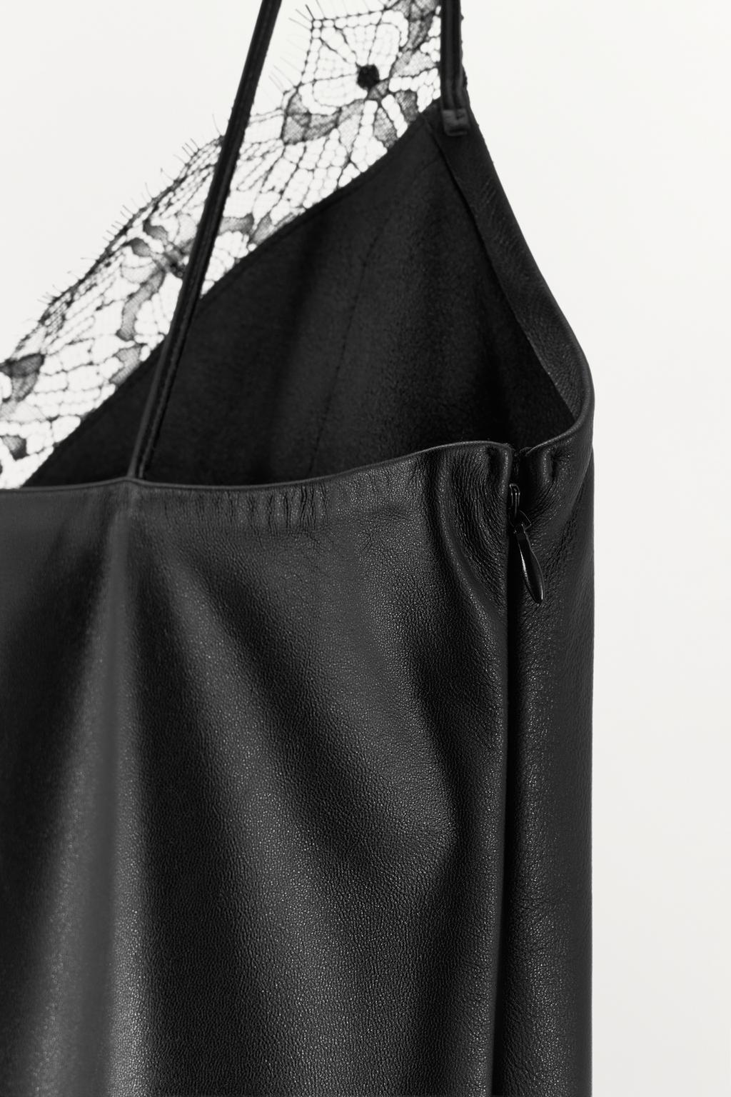 Zara Asymmetric 100% Leather Lace Dress