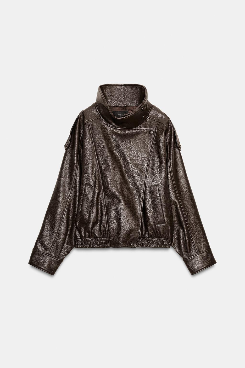 Zara Faux Leather Jacket Brown