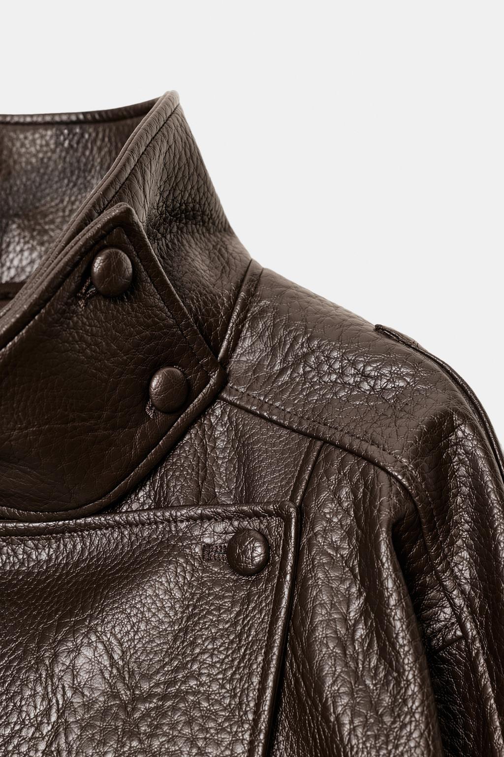 Zara Faux Leather Jacket Brown