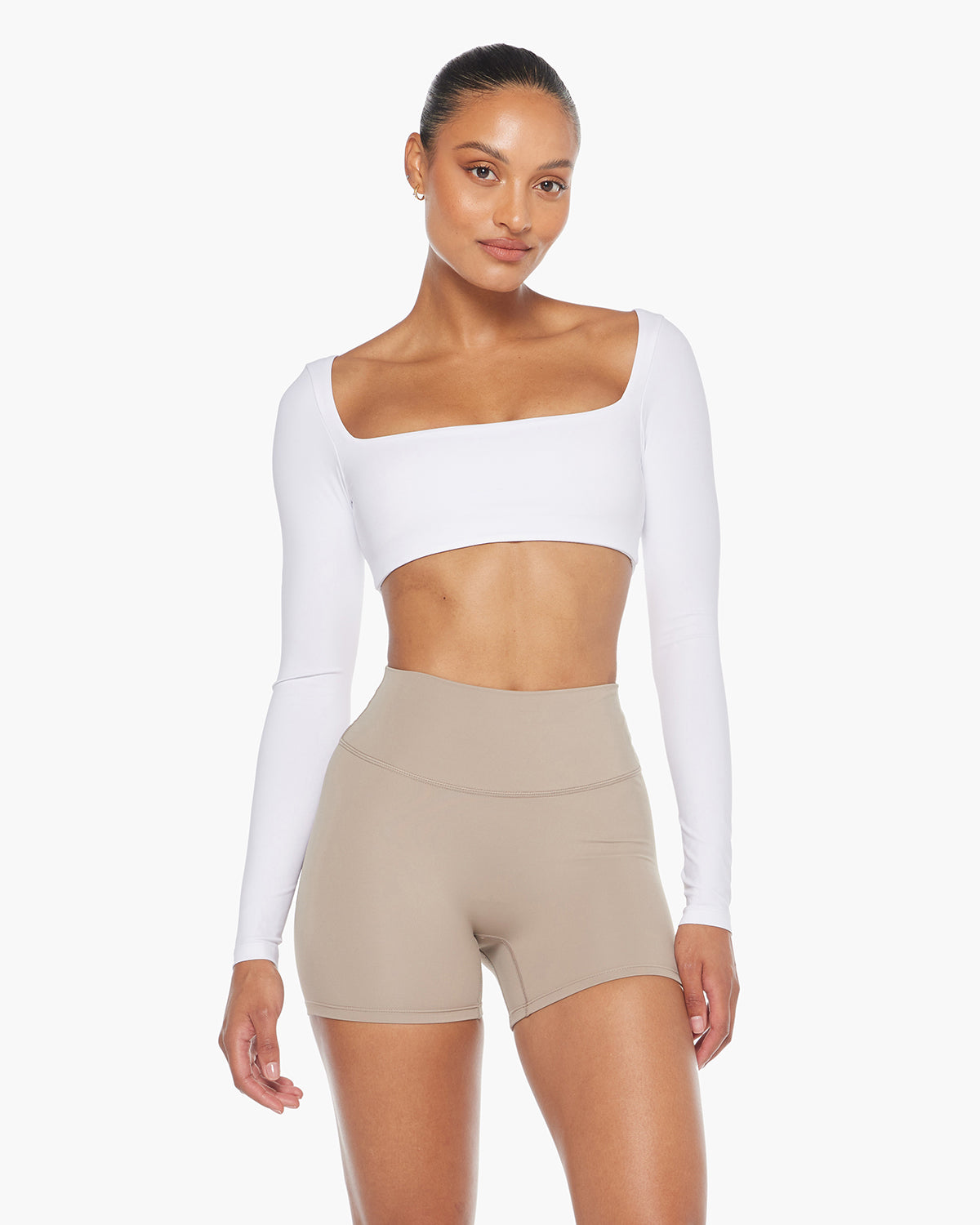 CSB Freedom Scoop Long Sleeve Crop White
