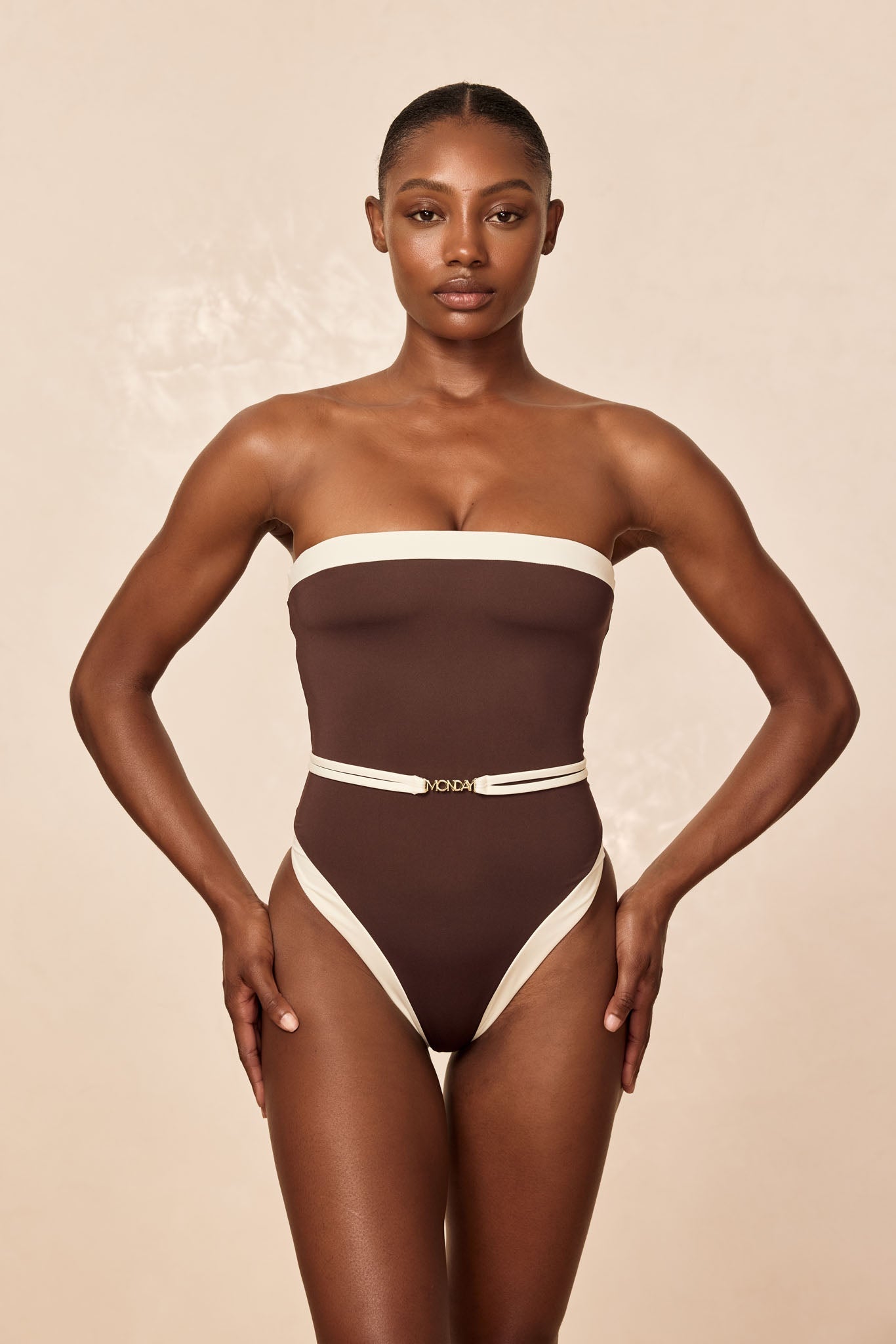 Monday Swimwear MIAMI ONE PIECE - ESPRESSO/IVORY