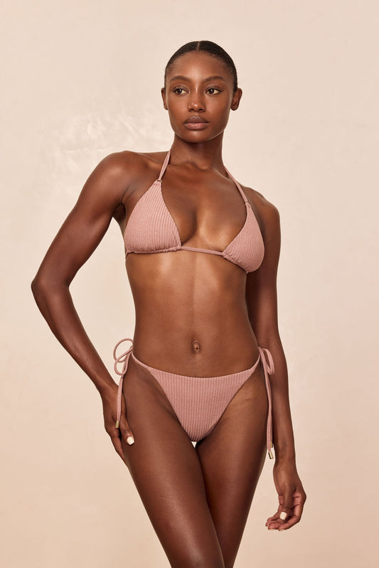 Monday Swimwear HANALEI TOP - MAUVE LUREX RIB