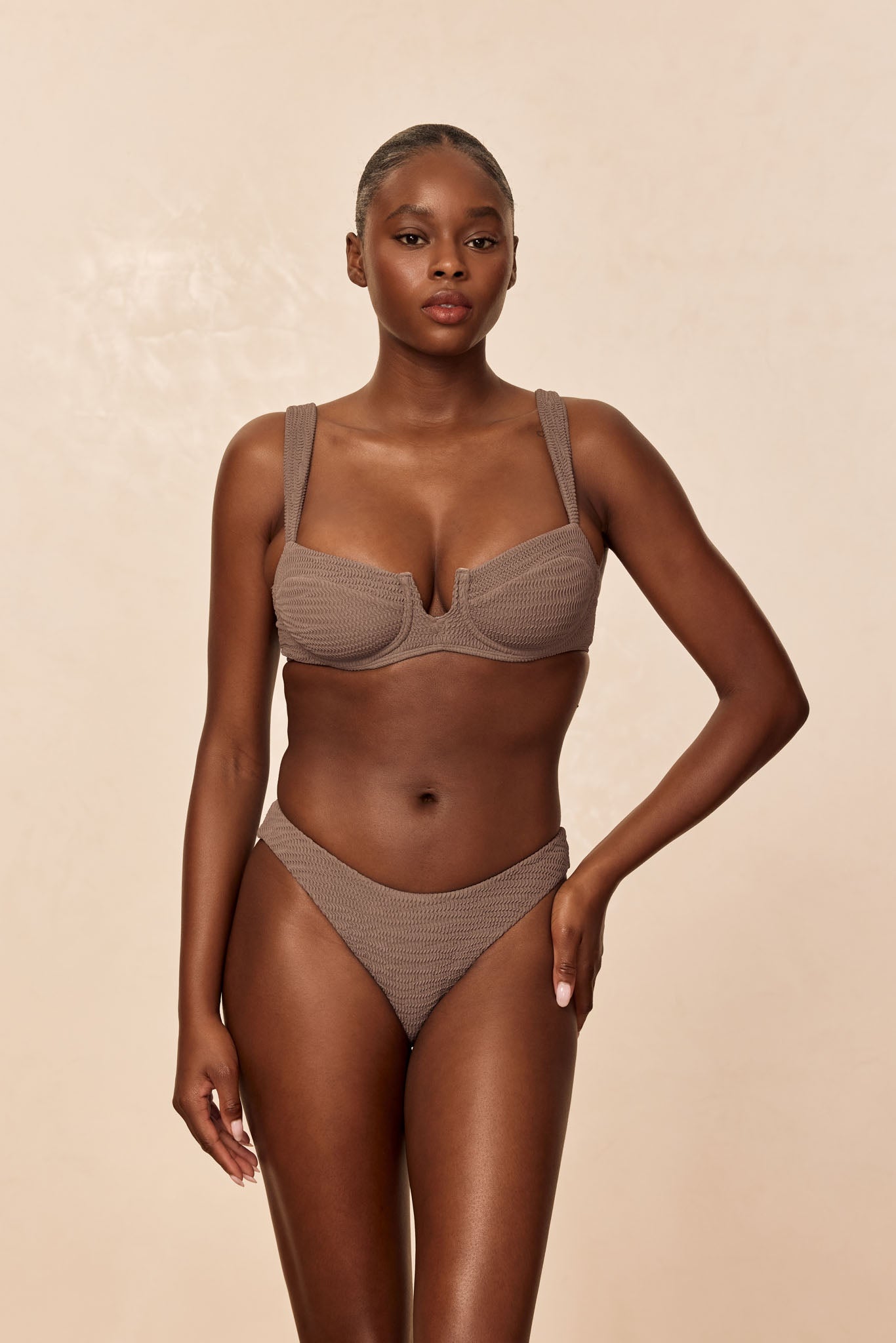 Monday Swimwear CLOVELLY TOP - STONE CRINKLE
