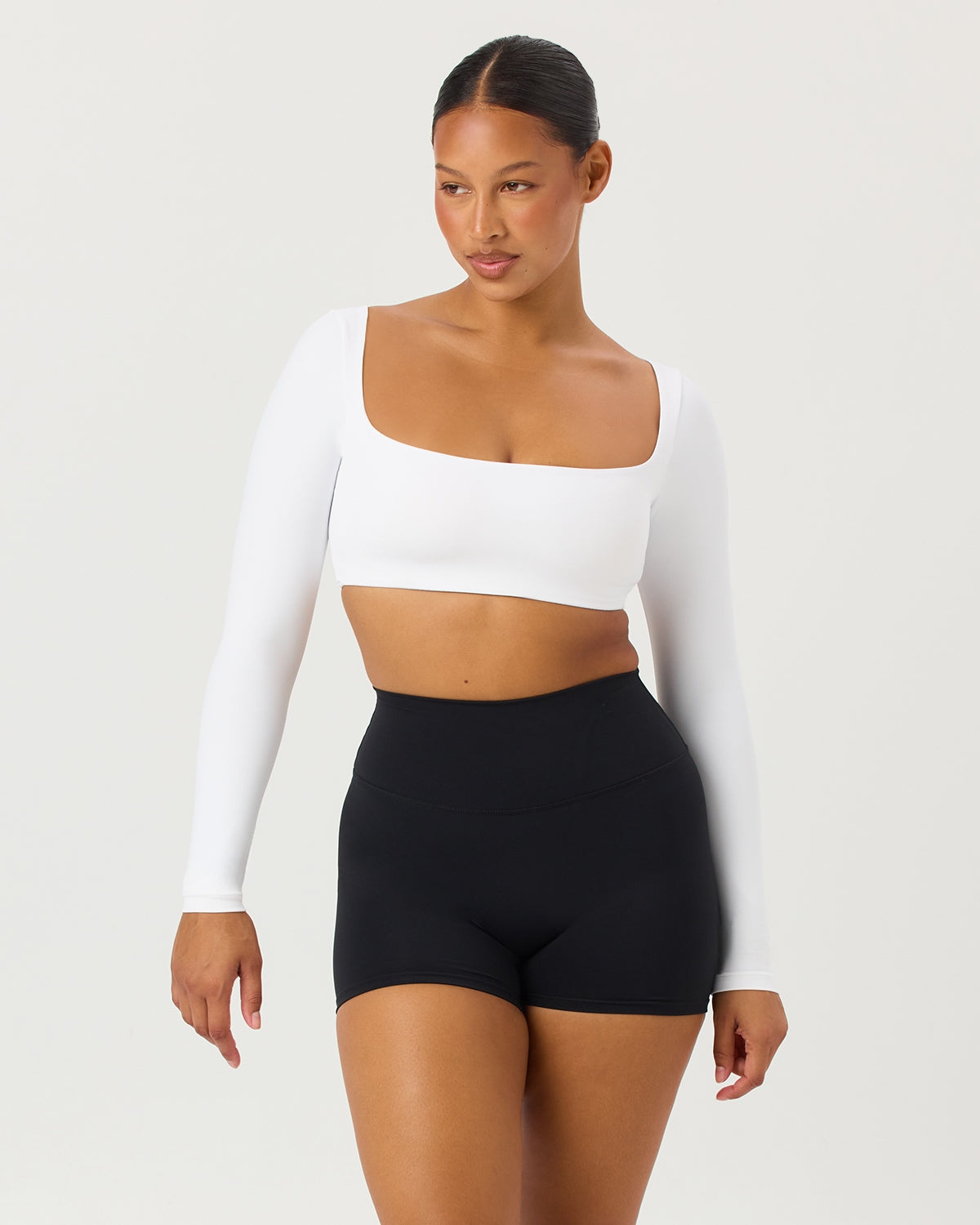 CSB Freedom Scoop Long Sleeve Crop White