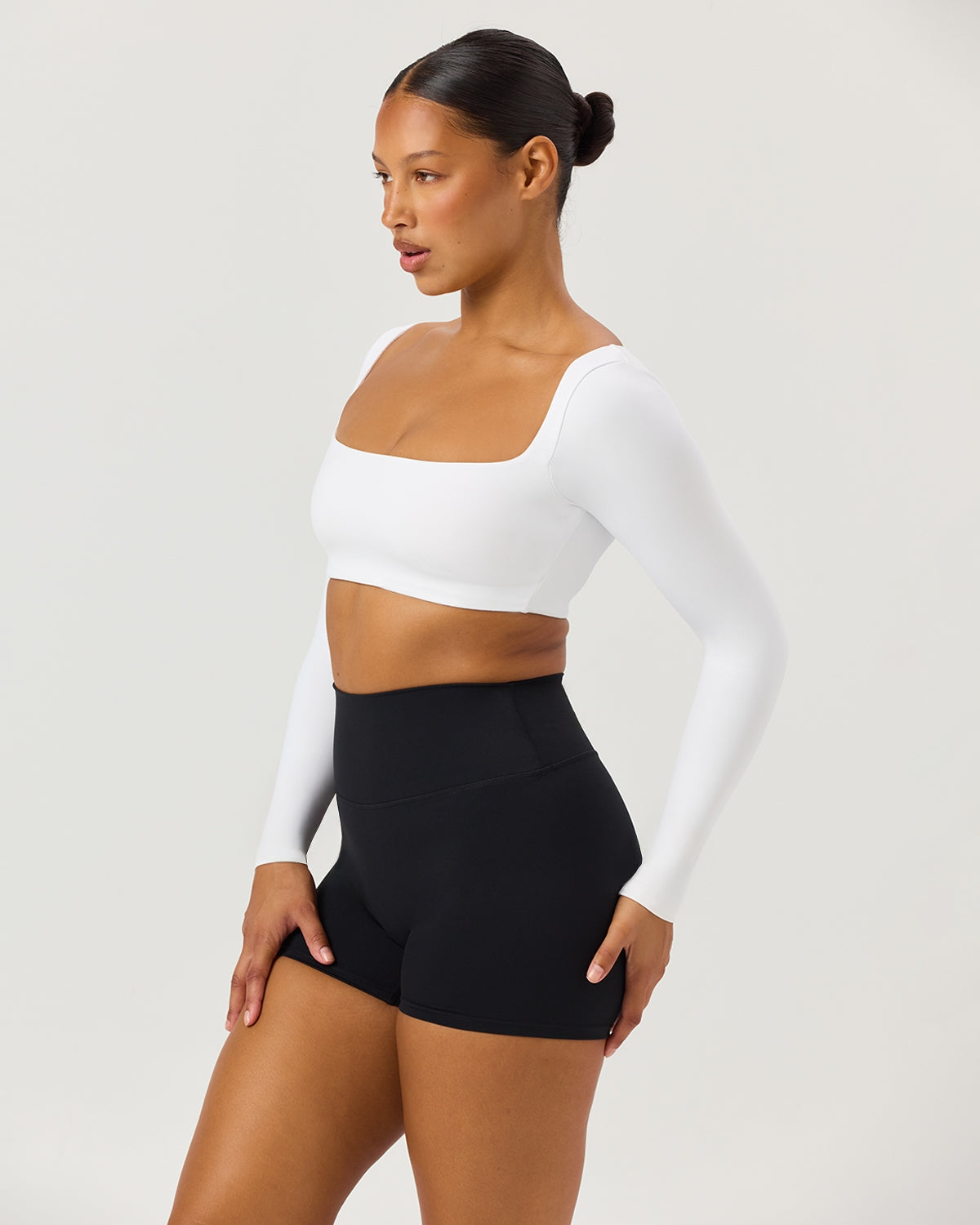 CSB Freedom Scoop Long Sleeve Crop White