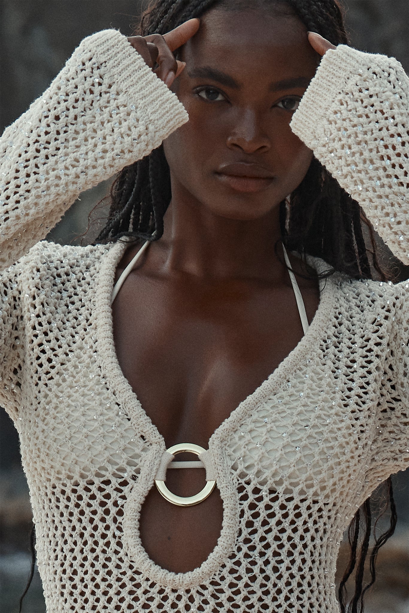 Monday Swimwear MONTEGO MINI DRESS - IVORY DIAMOND CROCHET