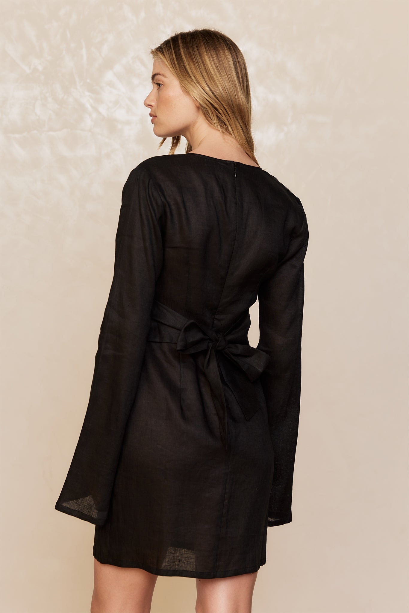 Monday Swimwear MONTEGO MINI DRESS - BLACK LINEN