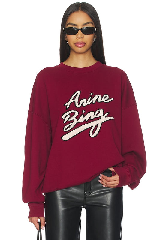 Anine Bing Miles Chenille Sweatshirt in Cabarnet