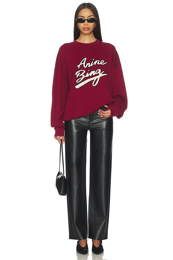 Anine Bing Miles Chenille Sweatshirt in Cabarnet