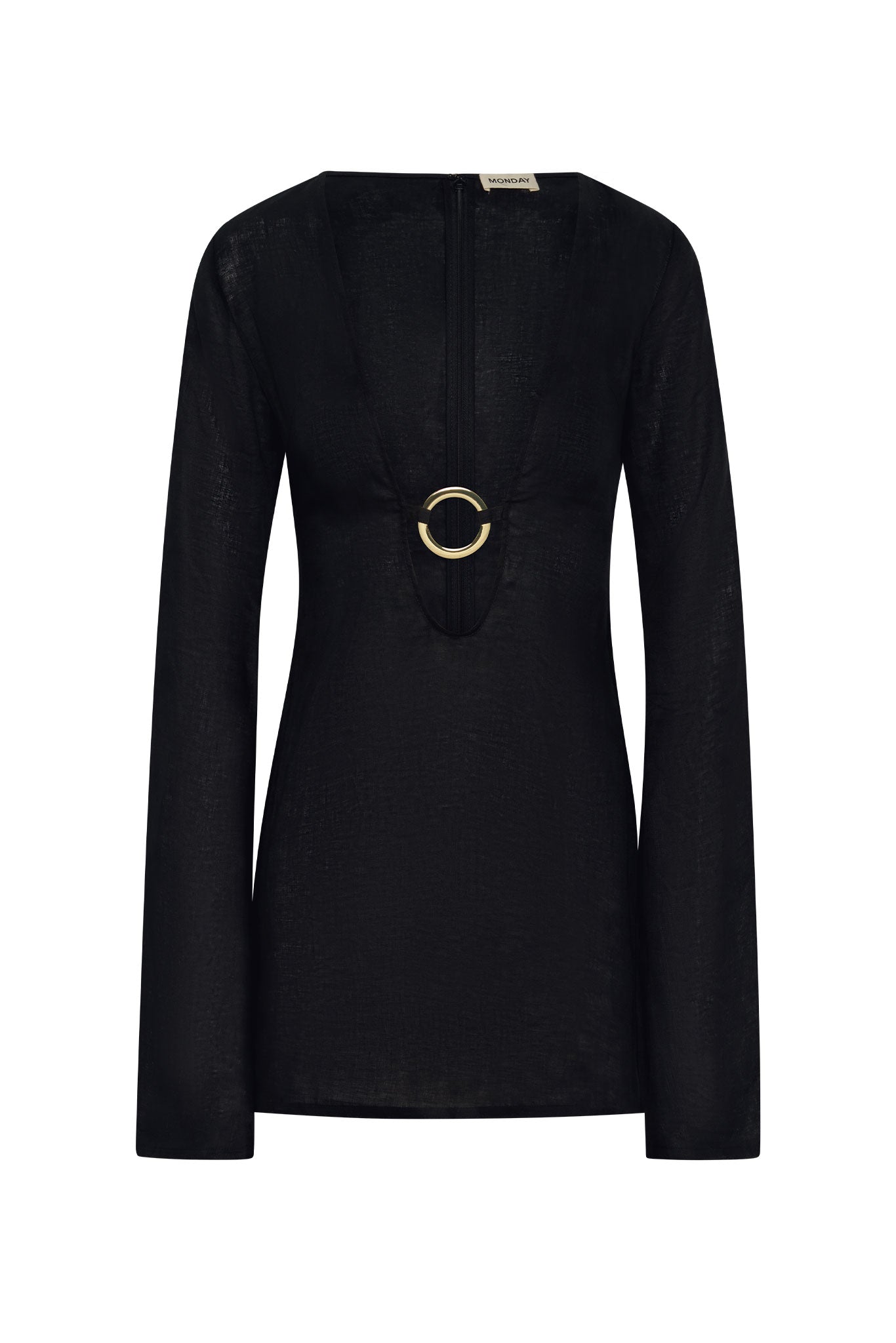 Monday Swimwear MONTEGO MINI DRESS - BLACK LINEN