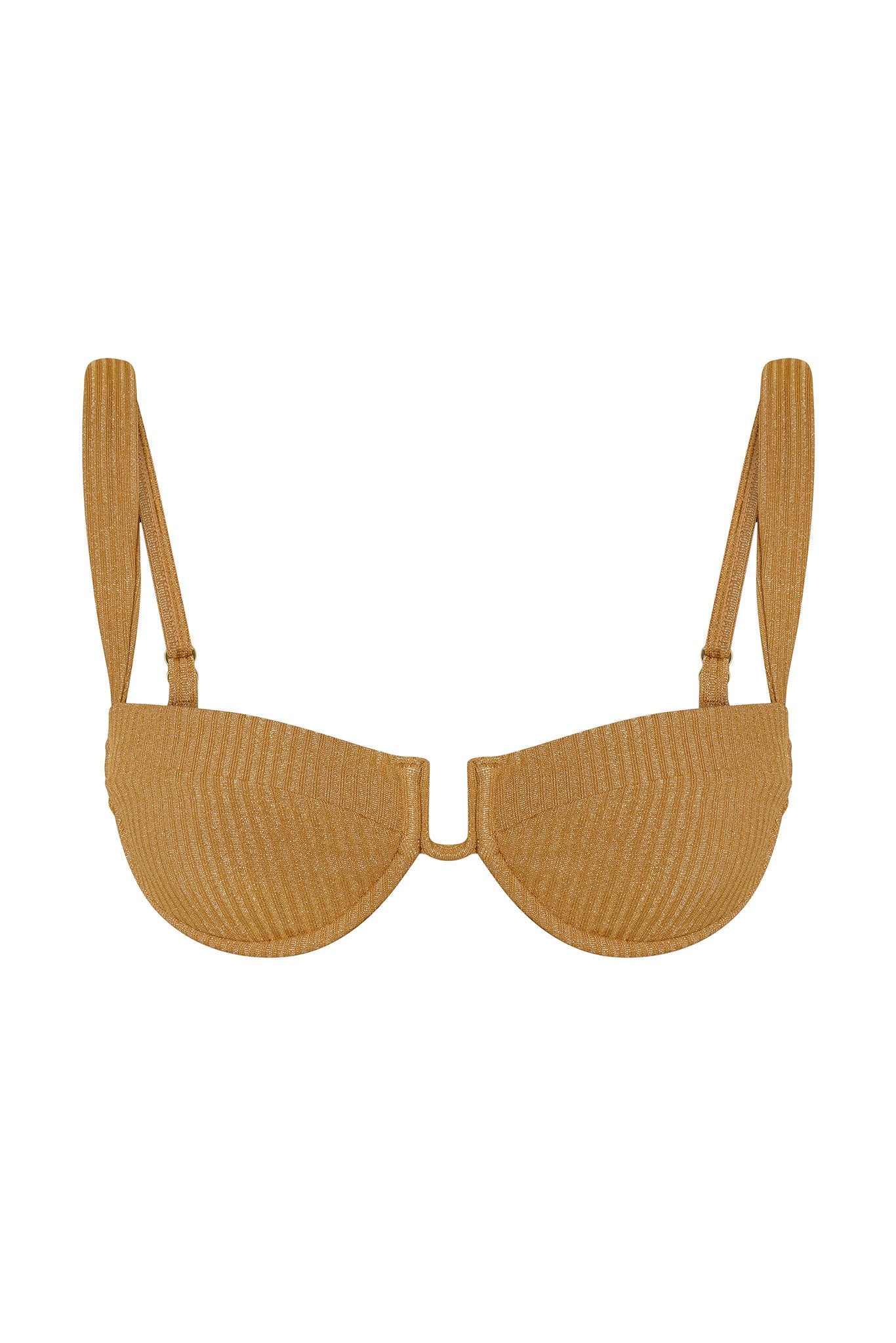 Monday Swimwear ALA ROJA TOP - ANTIQUE GOLD LUREX RIB