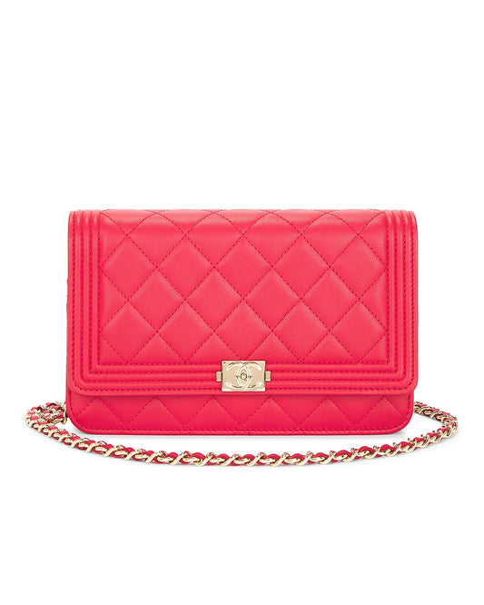 Chanel Lambskin Boy Wallet On Chain