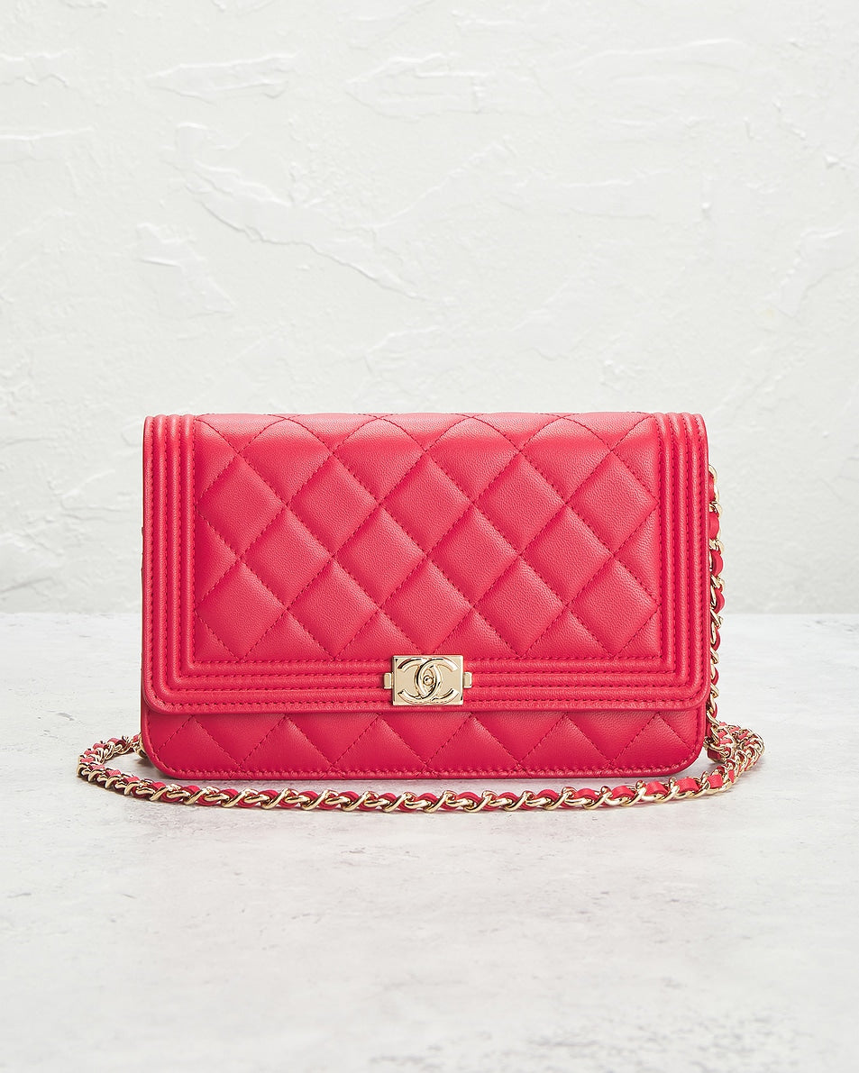 Chanel Lambskin Boy Wallet On Chain