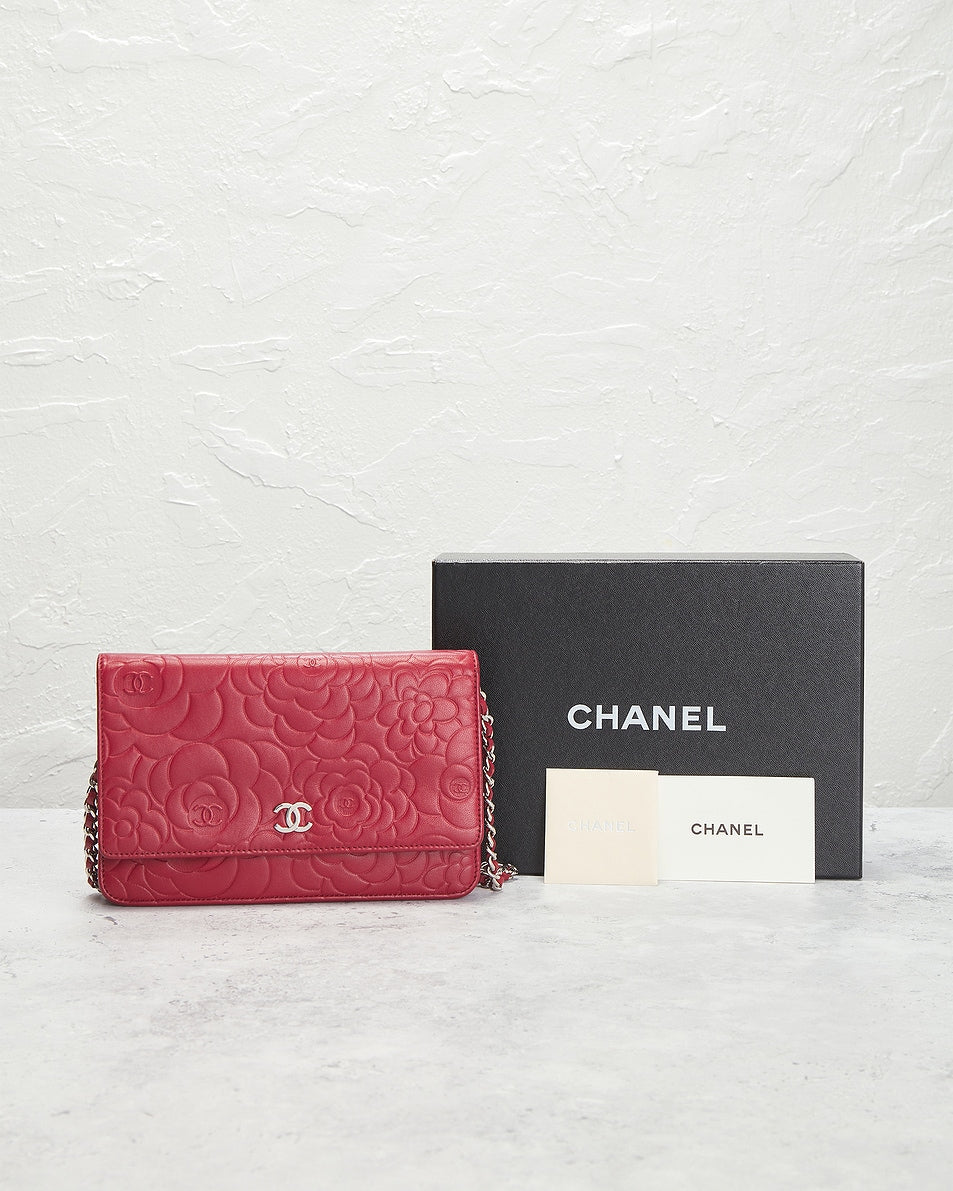 Chanel Lambskin Camellia Wallet On Chain