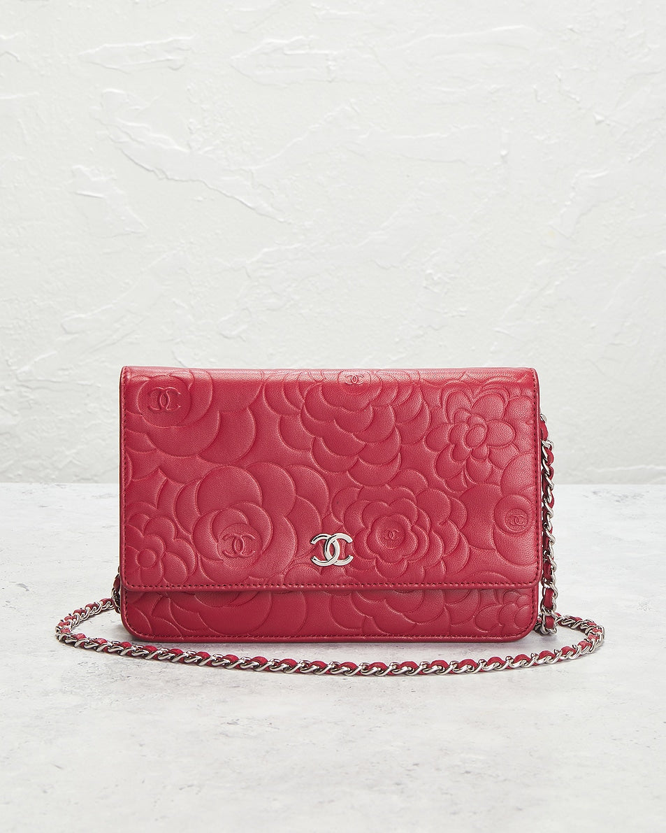 Chanel Lambskin Camellia Wallet On Chain