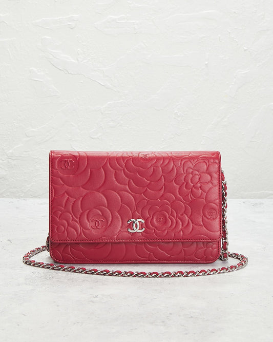 Chanel Lambskin Camellia Wallet On Chain