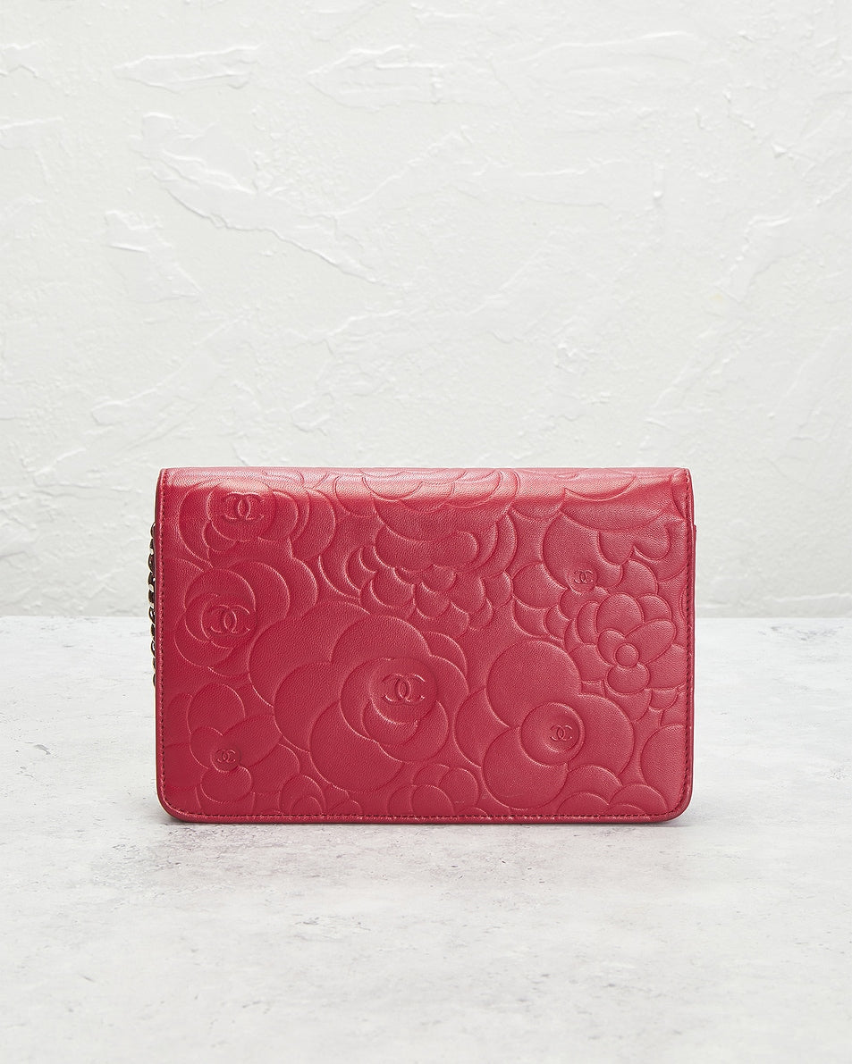 Chanel Lambskin Camellia Wallet On Chain