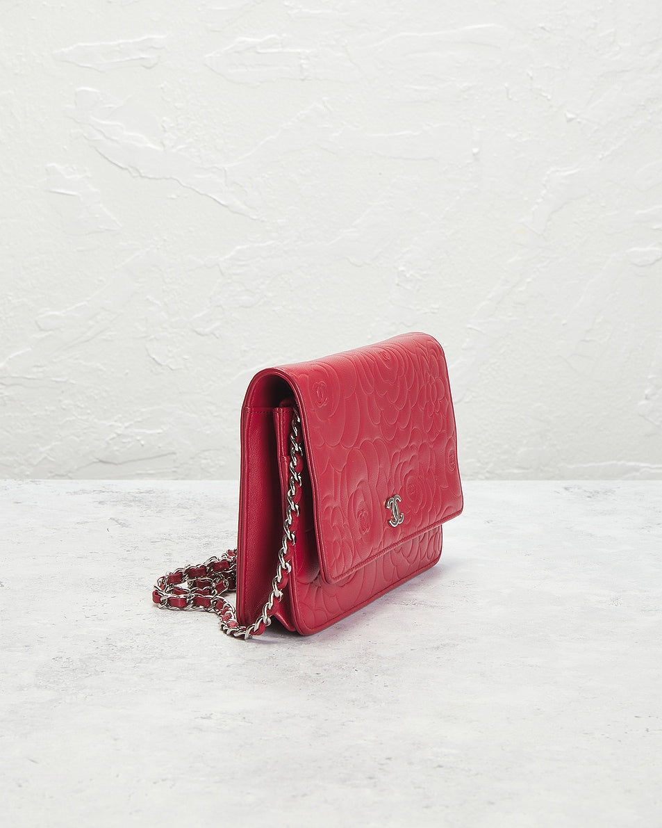 Chanel Lambskin Camellia Wallet On Chain