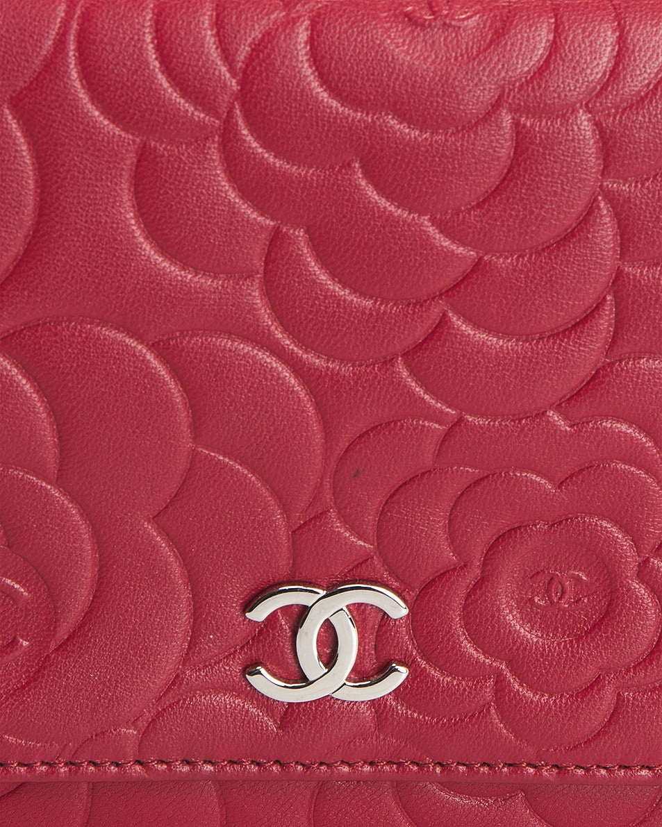 Chanel Lambskin Camellia Wallet On Chain