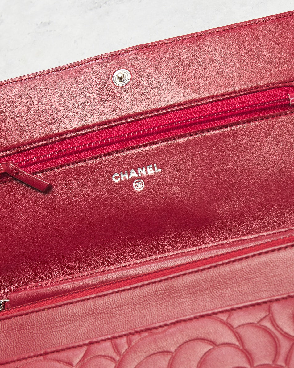 Chanel Lambskin Camellia Wallet On Chain