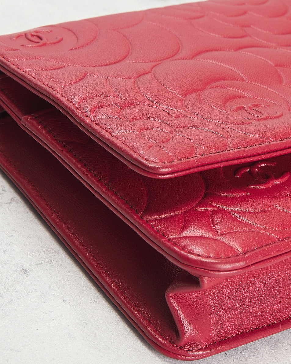 Chanel Lambskin Camellia Wallet On Chain