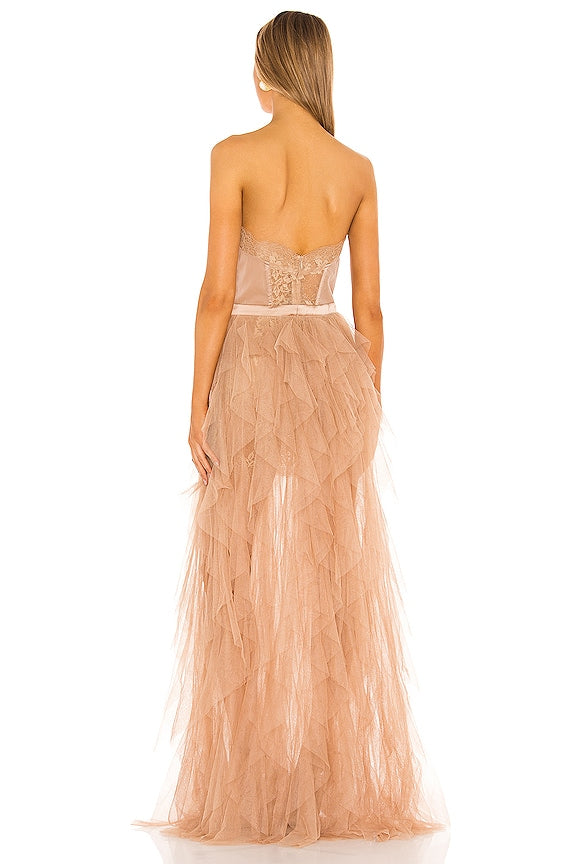 For Love & Lemons X REVOLVE Bustier Gown in Warm Taupe