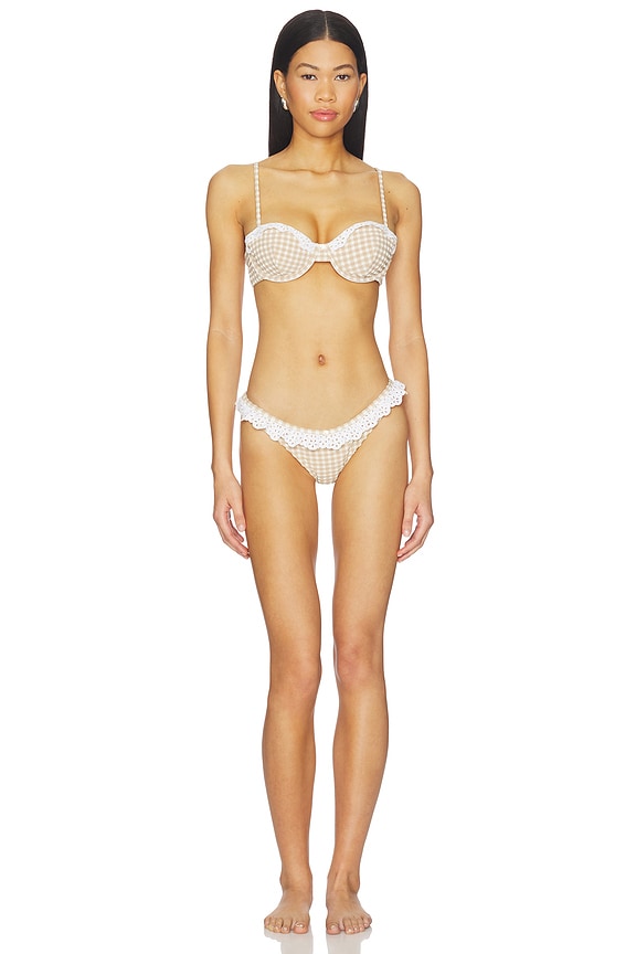 For Love & Lemons Vera Bikini Top in Tan
