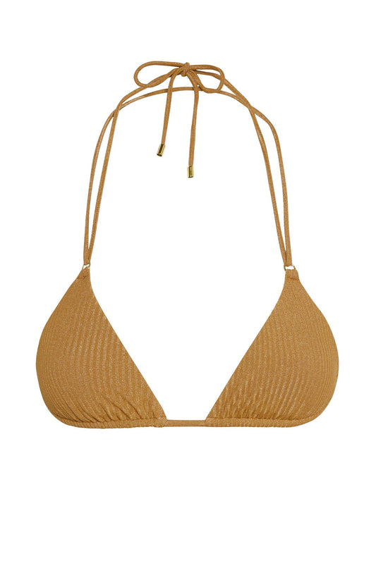 Monday Swimwear HANALEI TOP - ANTIQUE GOLD LUREX RIB