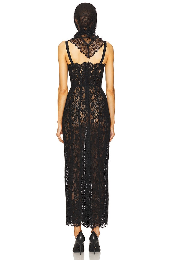 Helsa The Lace Column Dress in Black