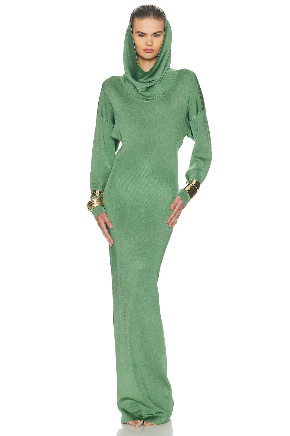 Helsa Emmalynn Cowl Shine Gown in Green