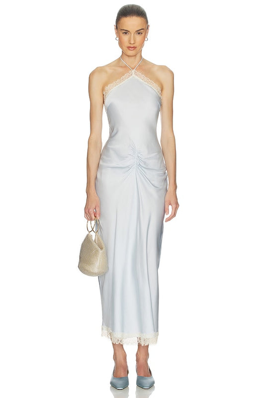 Helsa Viscose Satin Dress With Lace