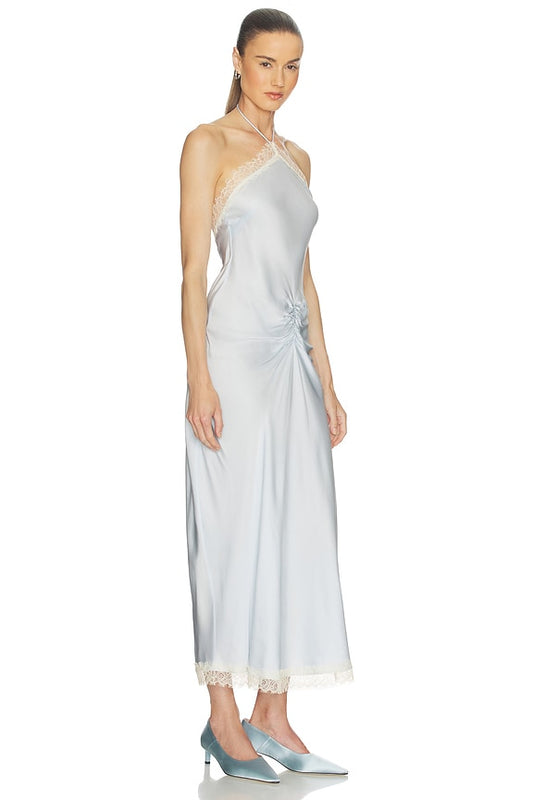 Helsa Viscose Satin Dress With Lace