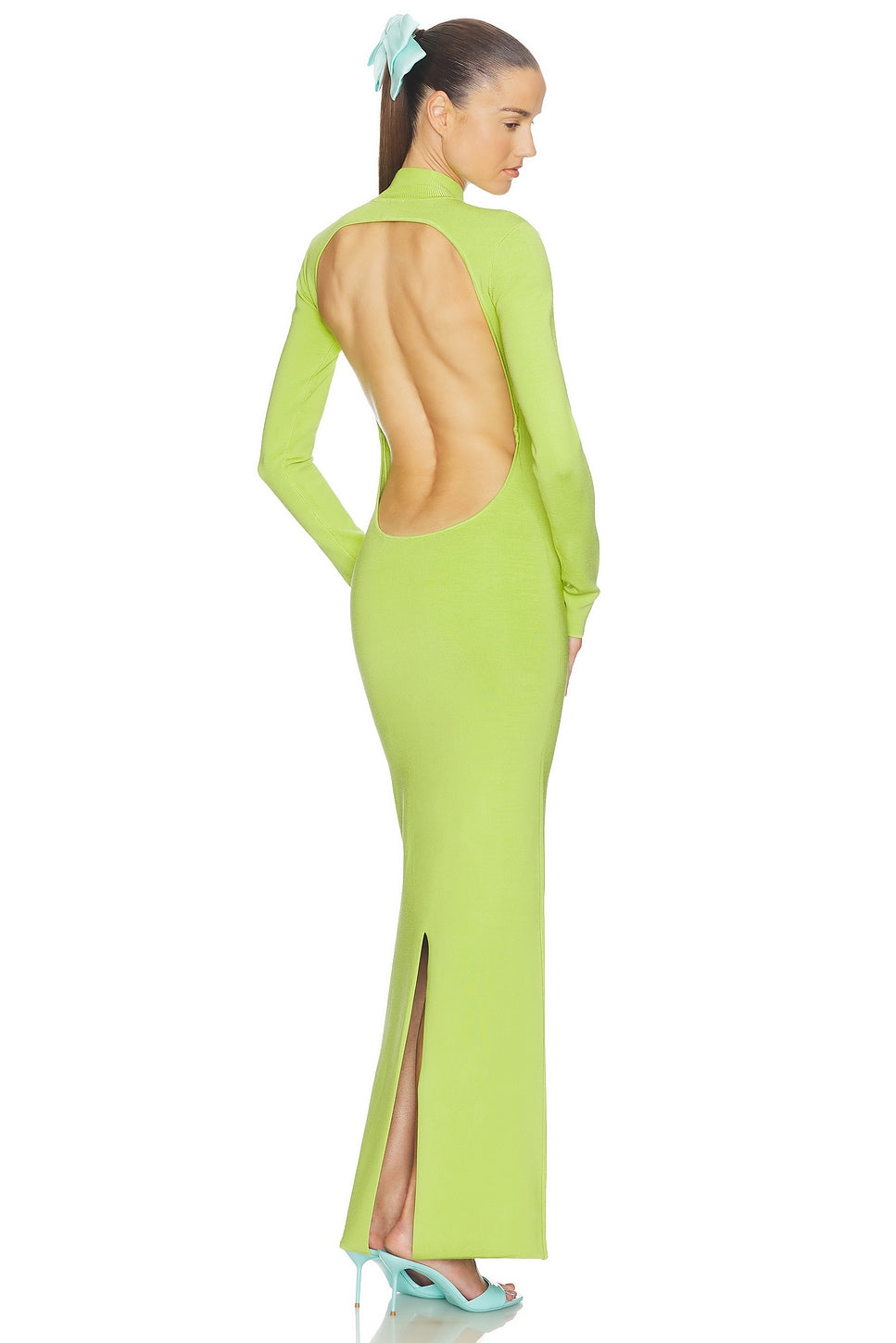 Helsa Chantria Open Back Dress in Lime