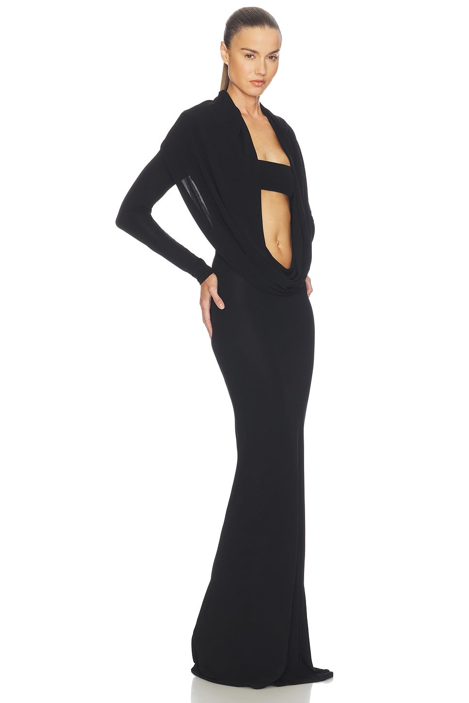 Helsa Svetlana Jersey Gown in Black