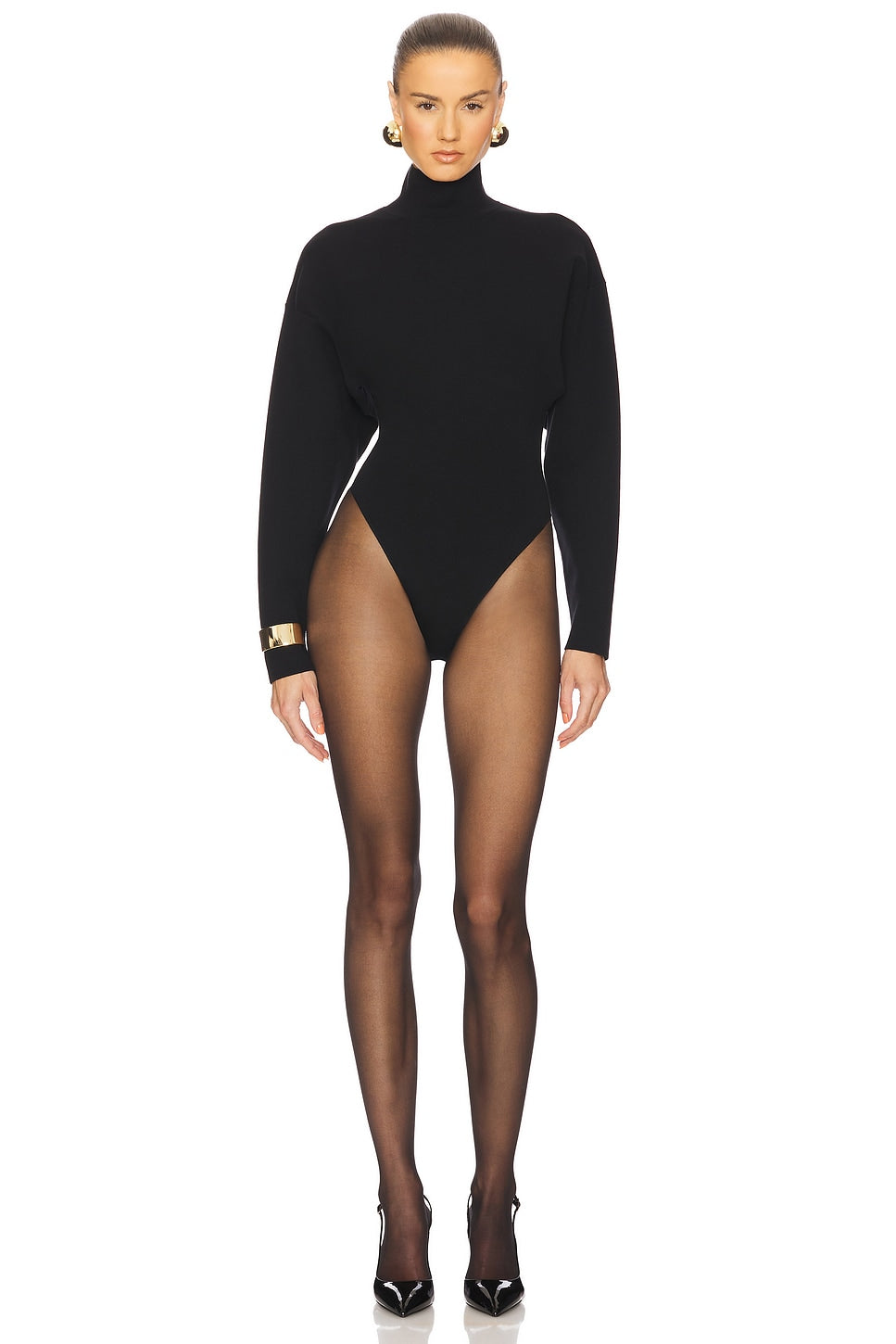 Helsa Calloway Knit Bodysuit in Black