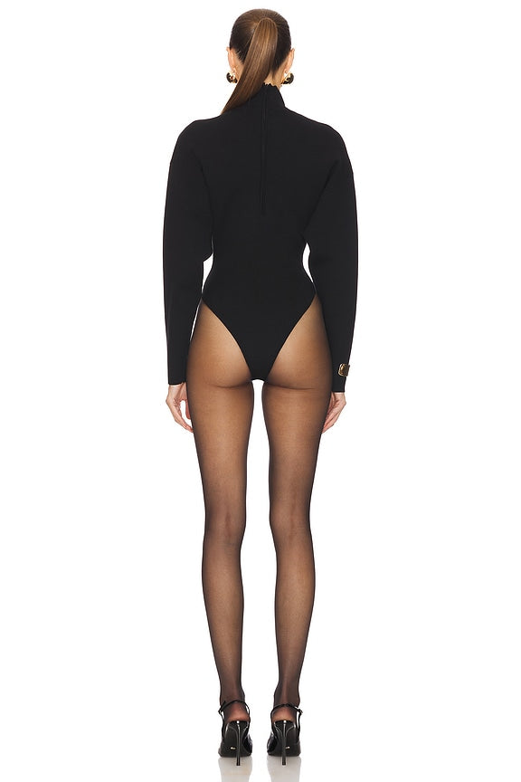 Helsa Calloway Knit Bodysuit in Black