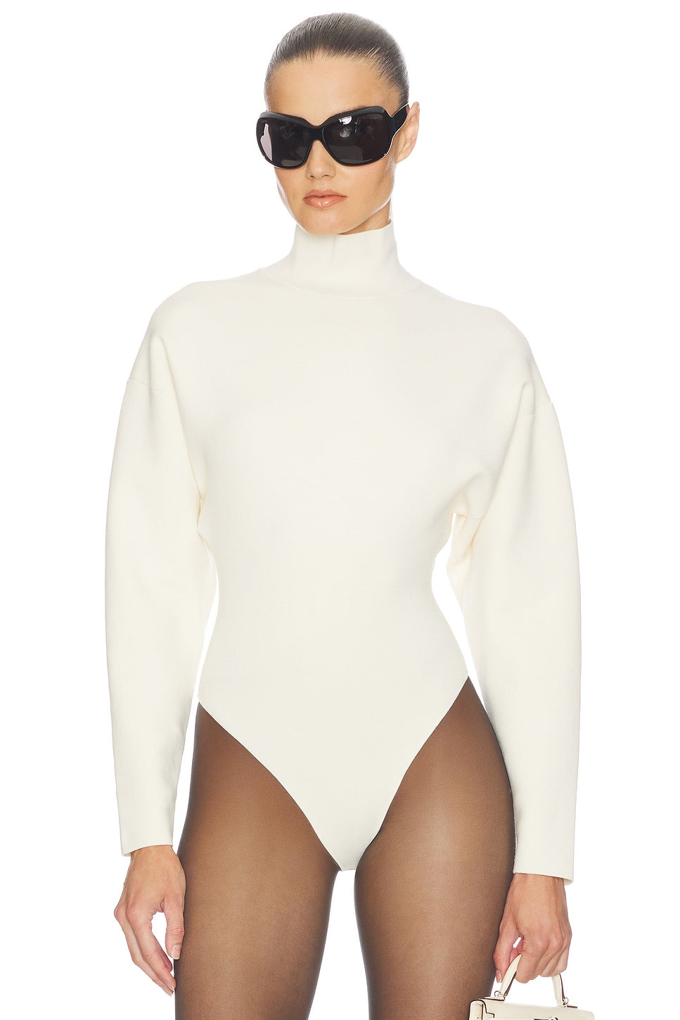 Helsa Calloway Knit Bodysuit in Cream