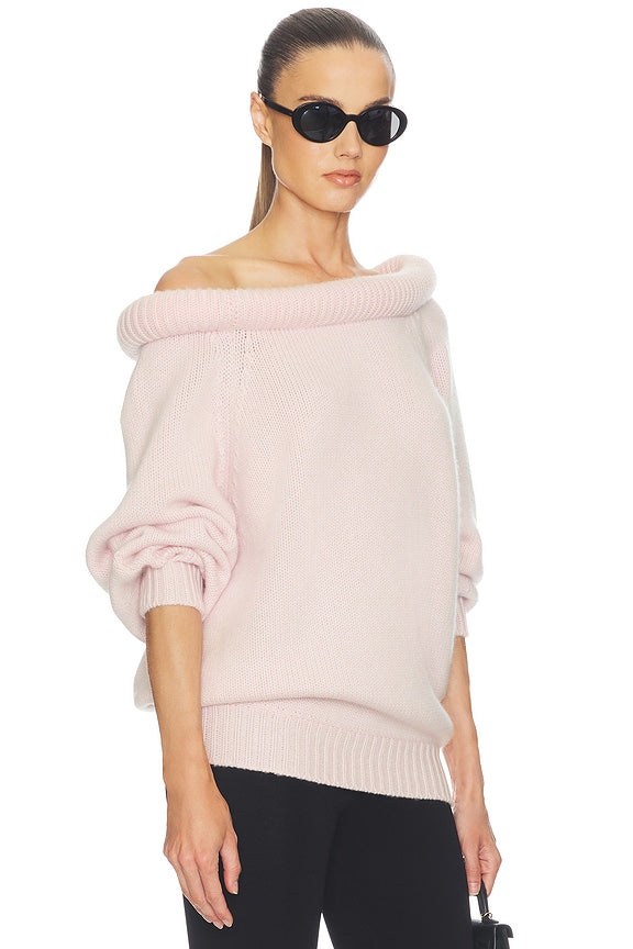 Helsa Cressidia Off Shoulder Sweater in Light Pink